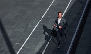 man running to work for abundance